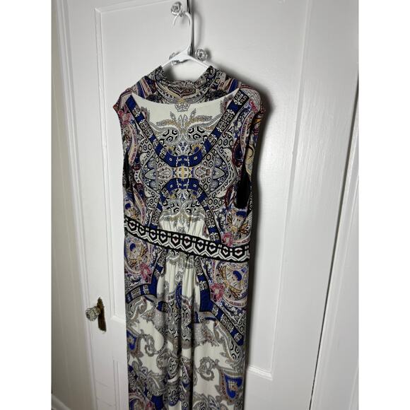 CHICOS Pleated Promising Paisley Jasmina Maxi Dress Sleeveless V Neck XL - Picture 4 of 9